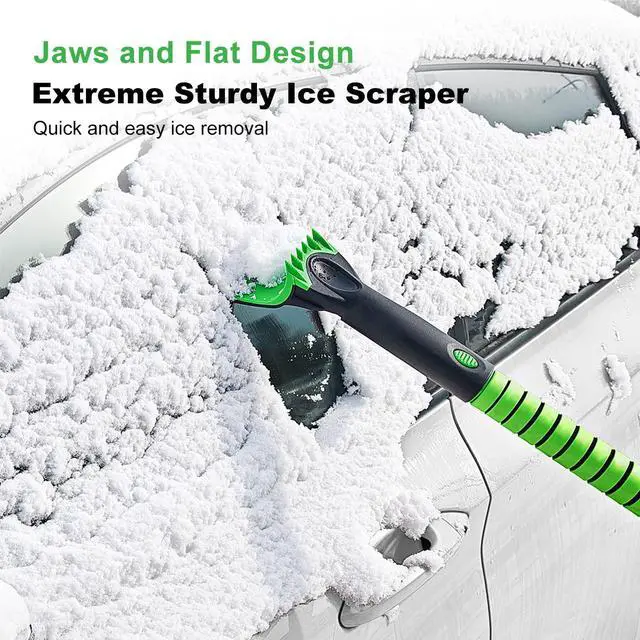 Alt view image 6 of 7 - KEHIPI 56 Inch Truck Snow Brush Scraper Long Handle, Heavy Duty Extendable Snow Broom for SUV, Windshield Ice Scraper with Foam Grip for Car Automobile Vehicle Window - Green