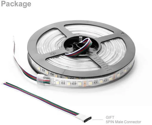 Alt view image 6 of 7 - KEHIPI 5050 RGBW RGB+Cool White(6000K-7000K) 4 Colors in 1 LED Tape Light DC12V 5m 16.4ft 60LED/m Multi-Colored IP67 White 14mm PCB for Bedroom Kitchen Home Decoration(No Adapter or Controller)