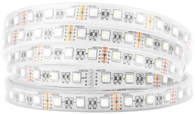 Main image of KEHIPI 5050 RGBW RGB+Warm White(2700K-3000K) 4 Colors in 1 LED Tape Light DC12V 5m 16.4ft 60LED/m Multi-Colored IP67 White 14mm PCB for Bedroom Kitchen Home Decoration(No Adapter or Controller)