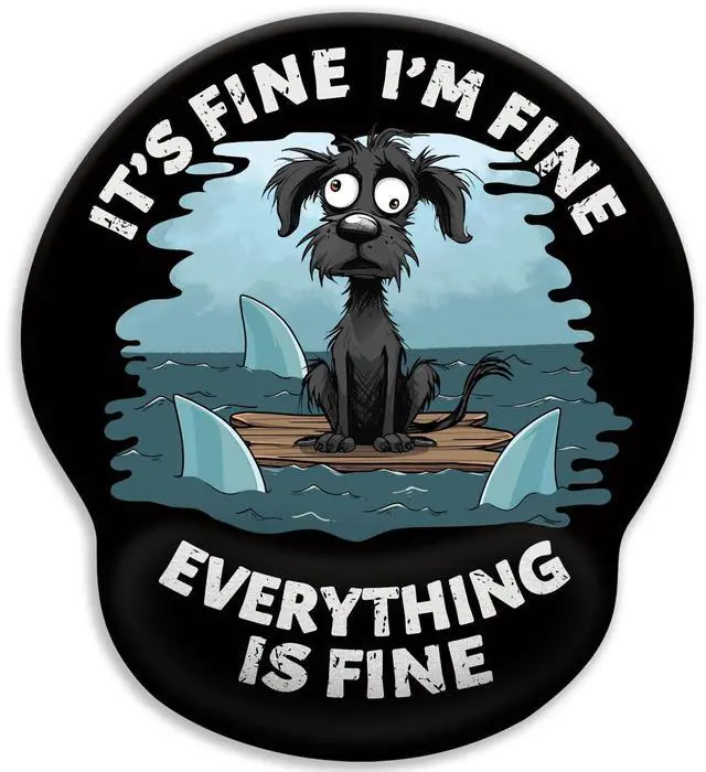 Main image of KEHIPI Funny Dog Ergonomic Mouse Pad with Wrist Rest, Gaming Mouse Pad Wrist Support with Non-Slip Pain Relief PU Base, It's Fine Mouse Pads for Desk Work, Cute Home Office Desk Accessories Decor