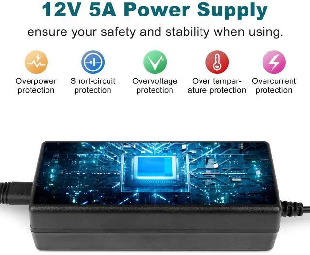 Alt view image 3 of 7 - KEHIPI 12 Volt Power Supply Driver, 5A 60W 12V LED Power Supply Adapter, 5 Pack Low Voltage Transformer, AC 100-240V to DC 12V Driver,Use for LED Strip Light