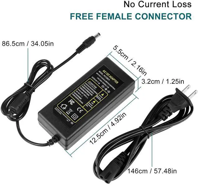 Alt view image 5 of 7 - KEHIPI 12 Volt Power Supply Driver, 5A 60W 12V LED Power Supply Adapter, 5 Pack Low Voltage Transformer, AC 100-240V to DC 12V Driver,Use for LED Strip Light