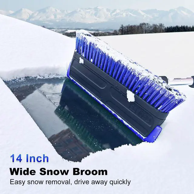 Alt view image 4 of 7 - KEHIPI  56 Inch Truck Snow Brush Scraper Long Handle, Heavy Duty Extendable Snow Broom for SUV, Windshield Ice Scraper with Foam Grip for Car Automobile Vehicle Window - Blue