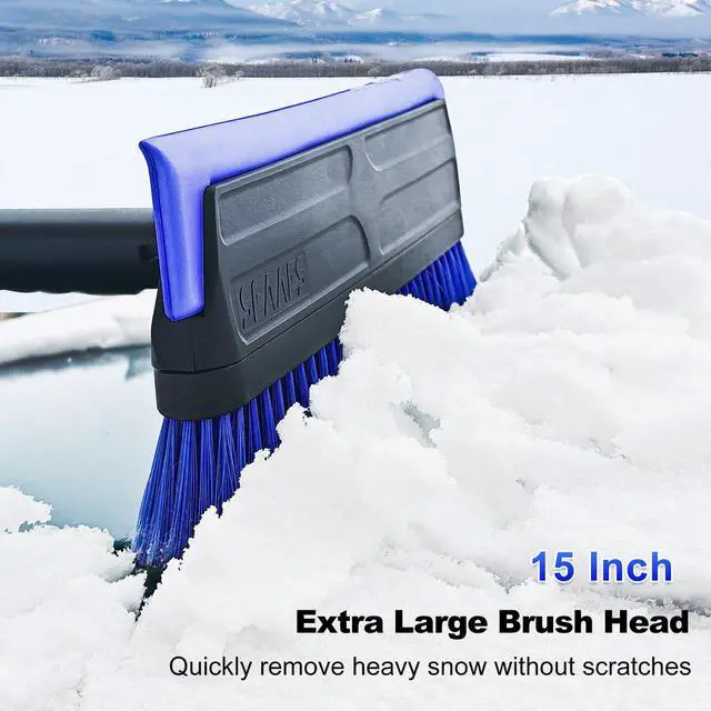 Alt view image 5 of 7 - KEHIPI  56 Inch Truck Snow Brush Scraper Long Handle, Heavy Duty Extendable Snow Broom for SUV, Windshield Ice Scraper with Foam Grip for Car Automobile Vehicle Window - Blue