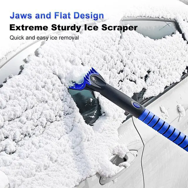Alt view image 6 of 7 - KEHIPI  56 Inch Truck Snow Brush Scraper Long Handle, Heavy Duty Extendable Snow Broom for SUV, Windshield Ice Scraper with Foam Grip for Car Automobile Vehicle Window - Blue