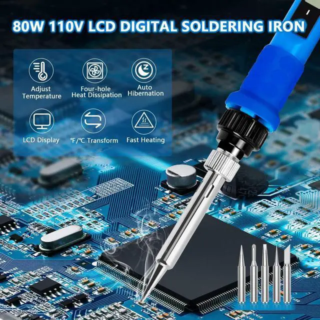Alt view image 2 of 6 - KEHIPI Soldering Iron Kit, 80W 110V Upgraded Digital Electric Solder Irons, with LCD Display, 39-in-1 Adjustable Temperature Welding Tool for Metal, Jewelry Electrical Repairs, DIY