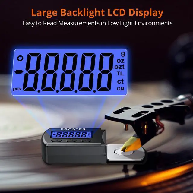 Alt view image 3 of 7 - KEHIPI Turntable Stylus Force Tracking Scale - Phono Turntable Cartridge Pressure Gauge 5g/0.01g Tone Arm Scale Record Stylus Alignment with LCD Backlight