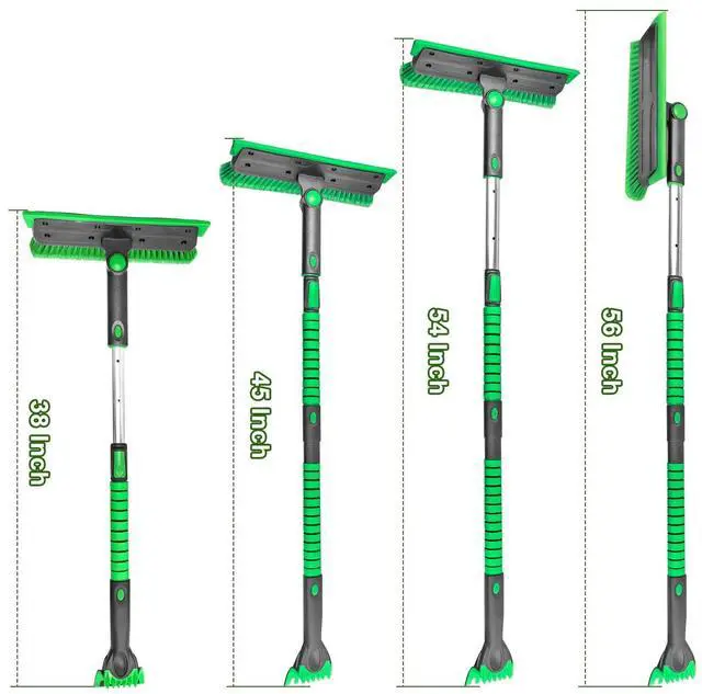 Alt view image 7 of 7 - KEHIPI 56 Inch Truck Snow Brush Scraper Long Handle, Heavy Duty Extendable Snow Broom for SUV, Windshield Ice Scraper with Foam Grip for Car Automobile Vehicle Window - Green