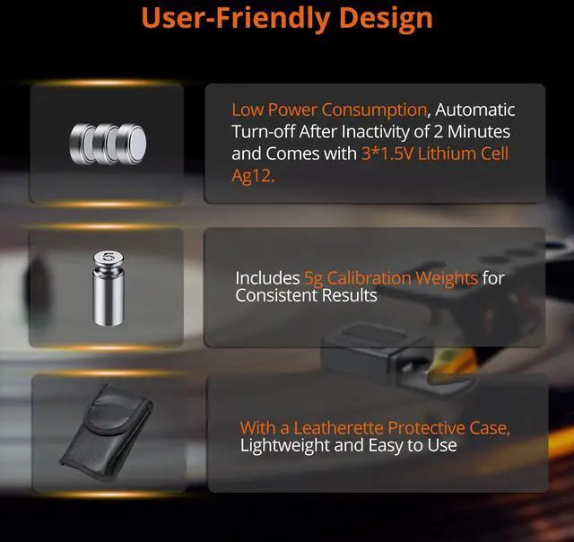 Alt view image 5 of 7 - KEHIPI Turntable Stylus Force Tracking Scale - Phono Turntable Cartridge Pressure Gauge 5g/0.01g Tone Arm Scale Record Stylus Alignment with LCD Backlight