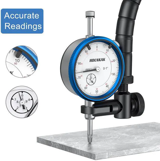 Alt view image 2 of 7 - KEHIPI Disc and Rotor/Ball Joint Gage Set, 0-1'' Dial Indicator 0.001'' (Blue) and 360 Deg Flexible Stem Holder,Automobile Brake disc Flatness Measurement Tool