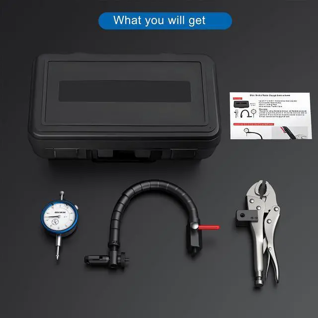 Alt view image 6 of 7 - KEHIPI Disc and Rotor/Ball Joint Gage Set, 0-1'' Dial Indicator 0.001'' (Blue) and 360 Deg Flexible Stem Holder,Automobile Brake disc Flatness Measurement Tool