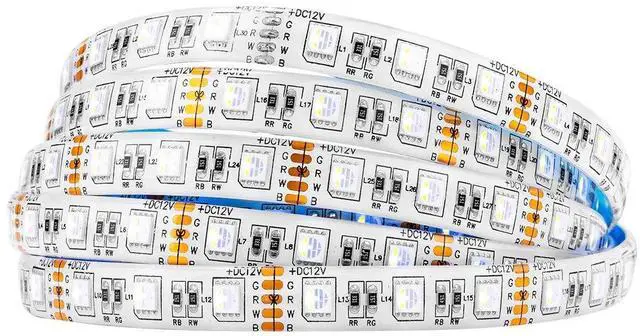Main image of KEHIPI 5050 RGBW RGB+Cool White(6000K-7000K) 4 Colors in 1 LED Tape Light DC12V 5m 16.4ft 60LED/m Multi-Colored IP65 White 12mm PCB for Bedroom Kitchen Home Decoration(No Adapter or Controller)