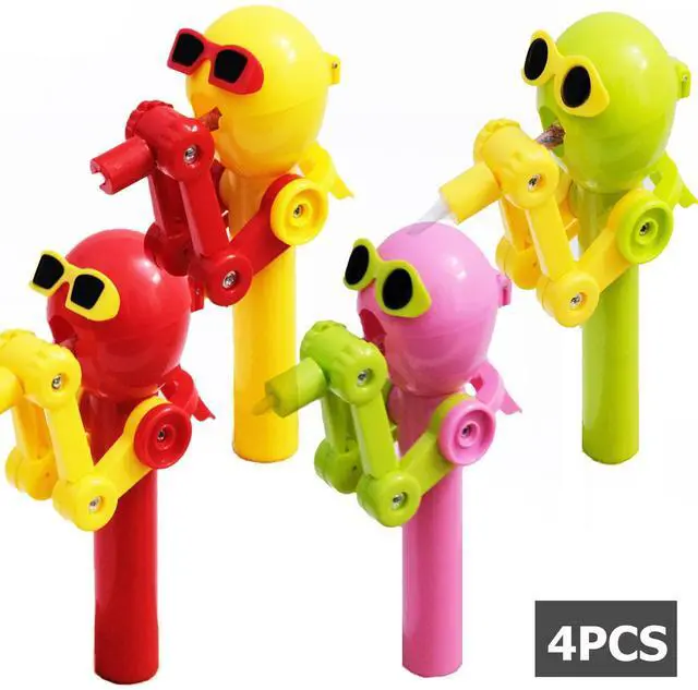 Alt view image 6 of 6 - KEHIPI 4 Pcs Robot Lollipop Holder for Kids, Halloween Lollipop Case, Creative Press-to-Store Toy & Fun Gift for Toddlers Over 3 Years Old
