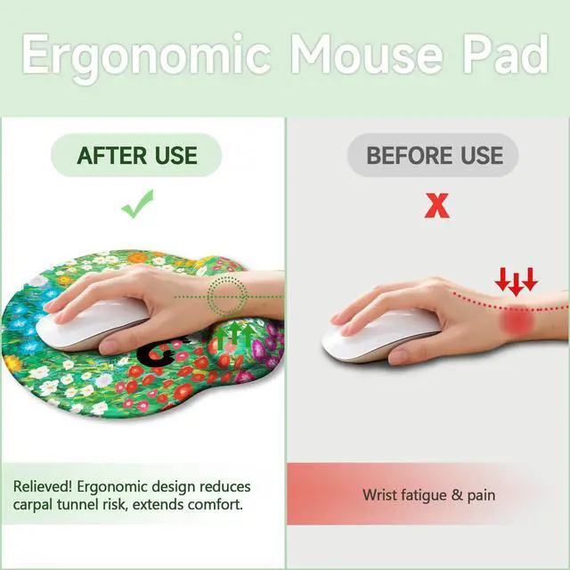 Alt view image 2 of 7 - KEHIPI Black Cat Mouse Pad, Ergonomic Mouse Pad with Wrist Rest, Gaming Mouse Pad Wrist Support with Non-Slip Pain Relief PU Base, Funny Mouse Pads for Desk Work, Cute Office Desk Accessories Decor