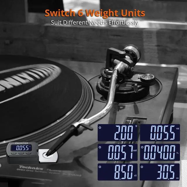Alt view image 4 of 7 - KEHIPI Turntable Stylus Force Tracking Scale - Phono Turntable Cartridge Pressure Gauge 5g/0.01g Tone Arm Scale Record Stylus Alignment with LCD Backlight