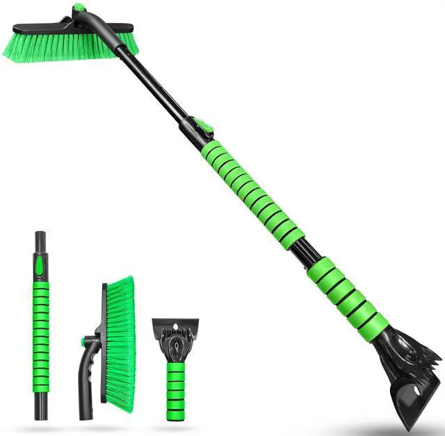 Main image of KEHIPI 44 Inch Ice Scraper and Snow Brush for Car Windshield, Extendable Snow Removal Brush with Foam Grip for Truck SUV Vehicle Window - Green