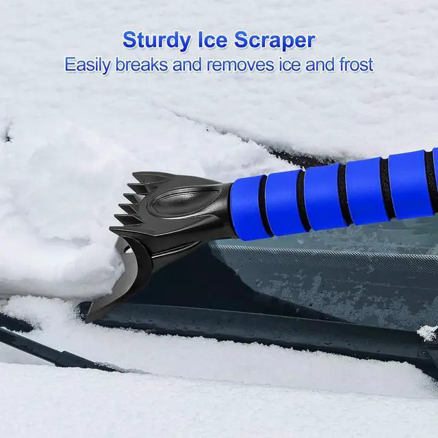 Alt view image 5 of 6 - KEHIPI 35 Inch Ice Scraper and Snow Brush for Car Windshield, Extendable Snow Scraper Brush with Foam Grip for Truck SUV Vehicle Window - Blue