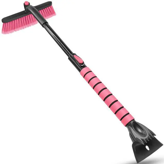 Main image of KEHIPI 35 Inch Ice Scraper and Snow Brush for Car Windshield, Extendable Snow Scraper Brush with Foam Grip for Truck SUV Vehicle Window - Pink