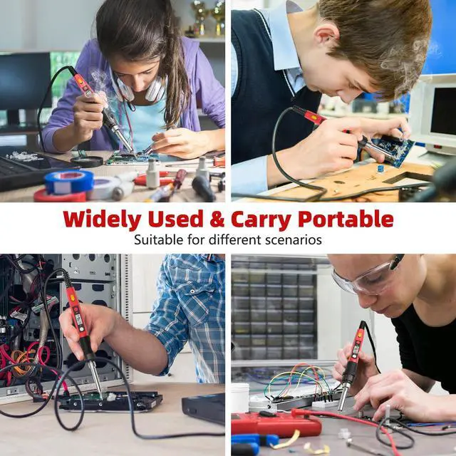 Alt view image 6 of 7 - KEHIPI Soldering Iron Kit, 80W 110V LCD Digital Solder Irons, Portable Welding Tools with Ceramic Heater, Accurate 356°F-896°F, for Metal, Jewelry Electrical Repairs, DIY