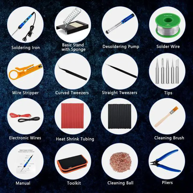 Alt view image 5 of 6 - KEHIPI Soldering Iron Kit, 80W 110V Upgraded Digital Electric Solder Irons, with LCD Display, 39-in-1 Adjustable Temperature Welding Tool for Metal, Jewelry Electrical Repairs, DIY