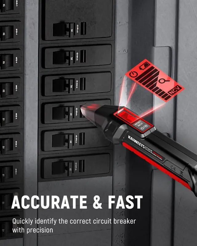 Alt view image 3 of 7 - KEHIPI Circuit Breaker Finder with LCD Display, GFCI Outlet Tester, Electrical Circuit Tracer Tool with NCV Test & Flashlight, Includes Carrying Case and Adapters- KT301P