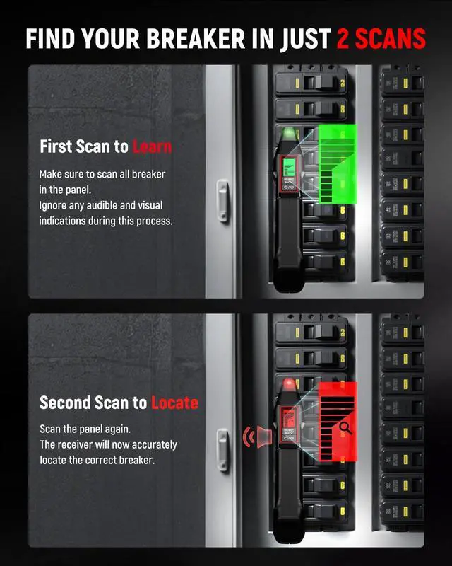 Alt view image 2 of 7 - KEHIPI Circuit Breaker Finder with LCD Display, GFCI Outlet Tester, Electrical Circuit Tracer Tool with NCV Test & Flashlight, Includes Carrying Case and Adapters- KT301P