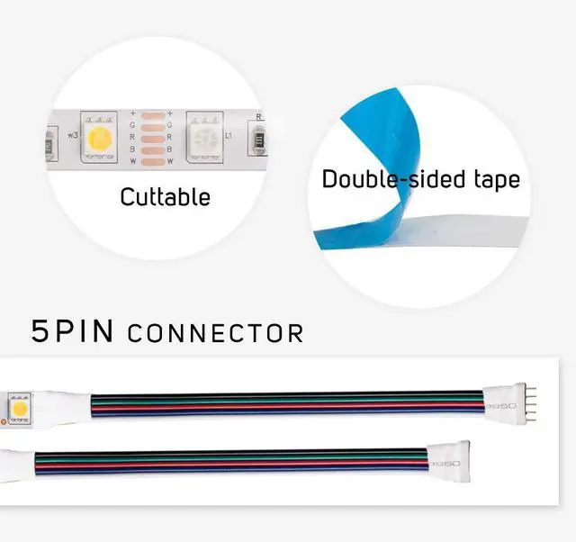 Alt view image 5 of 7 - KEHIPI 5050 RGBW RGB+Warm White(2700K-3000K) 150RGB+150White LED Tape Light 5m 16.4ft 60LED/m Multi-Colored IP65 10mm Width FPCB DC12V for Bedroom Home Decoration(No Adapter or Controller)