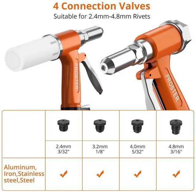 Alt view image 2 of 7 - KEHIPI Pneumatic Tool Air Riveter - 3104lbf Pulling Pneumatic Rivet Gun, 6-8KG/C2 Heavy-Duty Air Pop Riveter for 3/32", 1/8", 5/32", 3/16" Capacity