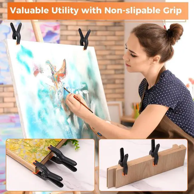 Alt view image 5 of 7 - KEHIPI Heavy Duty Spring Clamps, 3.7 Inch Small Heavy Duty Clip with 1.6 Inch Jaw Opening, Non-Slip Handle, Strong Grip Clips for Woodworking, Photography, Crafting, and DIY Projects (12 pack)