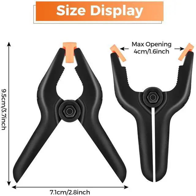 Alt view image 2 of 7 - KEHIPI Heavy Duty Spring Clamps, 3.7 Inch Small Heavy Duty Clip with 1.6 Inch Jaw Opening, Non-Slip Handle, Strong Grip Clips for Woodworking, Photography, Crafting, and DIY Projects (12 pack)