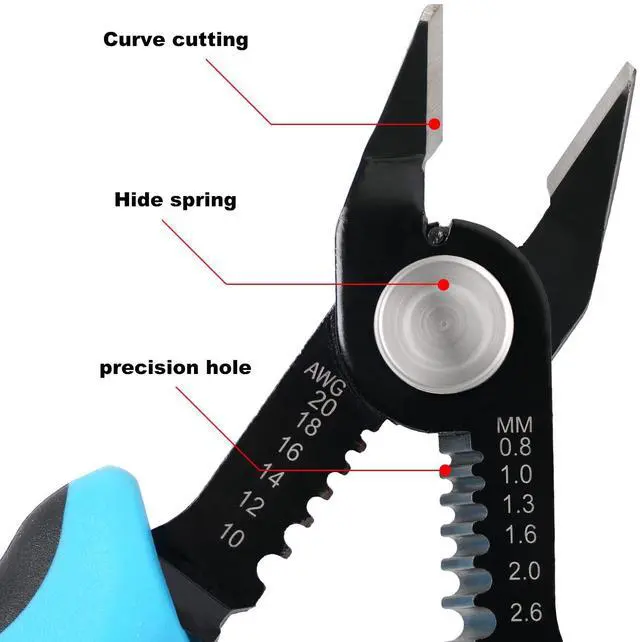 Alt view image 2 of 7 - KEHIPI Wire Cutters Precision Flush Pliers with Supplementary Stripping, Cutting Pliers, Handy and Slim Diagonal Cutters, Ultra Sharp Wire Cutter, 10-20AWG wire stripper (6 inch)
