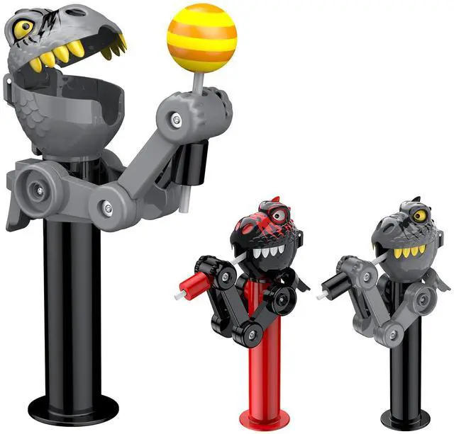 Main image of KEHIPI 2 Pcs Dinosaur Lollipop Holder for Kids, Halloween Lollipop Case, Creative Press-to-Store Toy & Fun Gift for Toddlers Over 3 Years Old (Black & Grey)