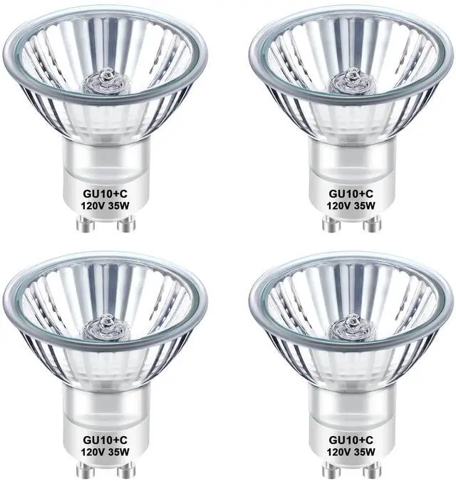 Main image of KEHIPI GU10 Halogen 35W Bulbs, Dimmable MR16 GU10+C 120V 35W for Track, Recessed, Candle Warmer, Range Hood Light Bulbs, 2700K Warm White, Pack of 4