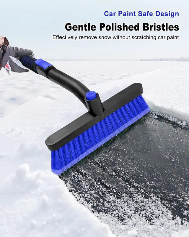 Alt view image 2 of 7 - KEHIPI Ice Scraper with Snow Brush for Car Windshield, Upgraded Extendable Snow Brush with Foam Grip for Truck SUV Vehicle Window - Blue