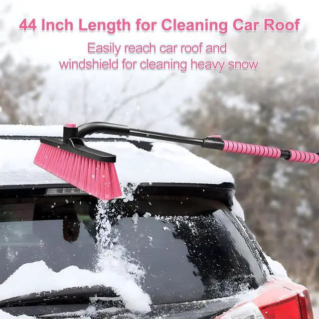 Alt view image 4 of 6 - KEHIPI 44 Inch Ice Scraper and Snow Brush for Car Windshield, Extendable Snow Removal Brush with Foam Grip for Truck SUV Vehicle Window - Pink