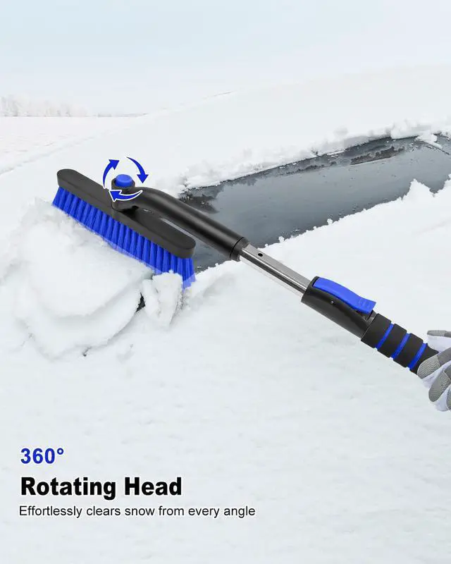 Alt view image 5 of 7 - KEHIPI Ice Scraper with Snow Brush for Car Windshield, Upgraded Extendable Snow Brush with Foam Grip for Truck SUV Vehicle Window - Blue