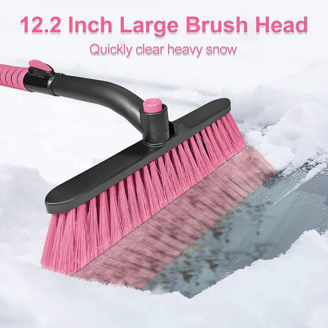Alt view image 2 of 6 - KEHIPI 44 Inch Ice Scraper and Snow Brush for Car Windshield, Extendable Snow Removal Brush with Foam Grip for Truck SUV Vehicle Window - Pink
