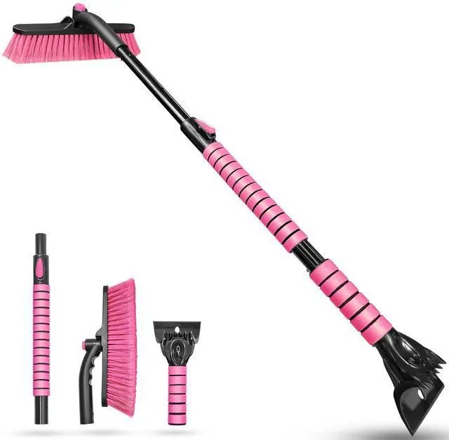 Main image of KEHIPI 44 Inch Ice Scraper and Snow Brush for Car Windshield, Extendable Snow Removal Brush with Foam Grip for Truck SUV Vehicle Window - Pink
