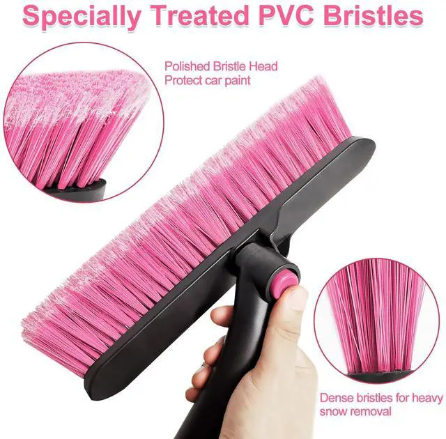 Alt view image 3 of 6 - KEHIPI 44 Inch Ice Scraper and Snow Brush for Car Windshield, Extendable Snow Removal Brush with Foam Grip for Truck SUV Vehicle Window - Pink