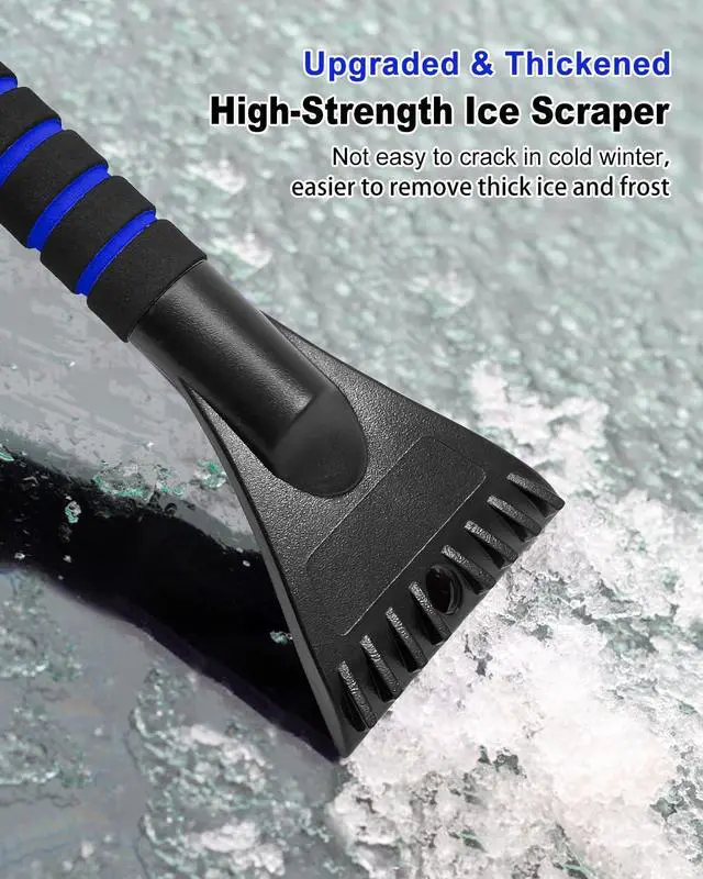 Alt view image 6 of 7 - KEHIPI Ice Scraper with Snow Brush for Car Windshield, Upgraded Extendable Snow Brush with Foam Grip for Truck SUV Vehicle Window - Blue
