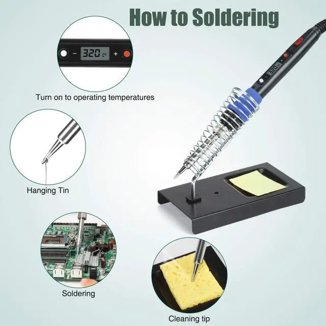 Alt view image 3 of 6 - KEHIPI Soldering Iron Kit, 80W 110V LCD Digital Welding Tools, 356-896(180-480), Portable Adjustable Temperature Solder Irons, for Metal, Jewelry, Electric Repairing, DIY