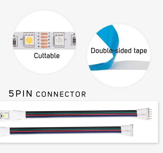 Alt view image 5 of 7 - KEHIPI 5050 RGBW RGB+Warm White(2700K-3000K) 150RGB+150White LED Tape Light 5m 16.4ft 60LED/m Multi-Colored IP30 10mm Width FPCB DC12V for Bedroom Home Decoration(No Adapter or Controller)