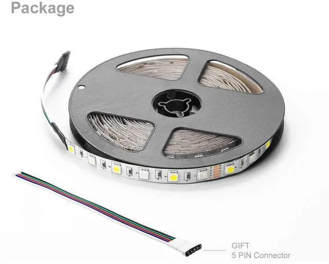 Alt view image 7 of 7 - KEHIPI 5050 RGBW RGB+Cool White(6000K-7000K) 150RGB+150White LED Tape Light 5m 16.4ft 60LED/m Multi-Colored IP30 10mm Width FPCB DC12V for Bedroom Home Decoration(No Adapter or Controller)