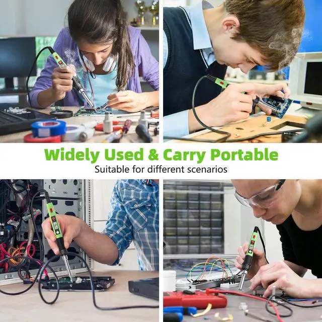 Alt view image 6 of 6 - KEHIPI Soldering Iron Kit, 80W 110V LCD Digital Solder Iron Pen with Ceramic Heater, Portable Welding Tools with 5pcs Tips, Stand, Solders Wire, Sponge, Paste, for Metal,Electric Repairs, DIY, Green