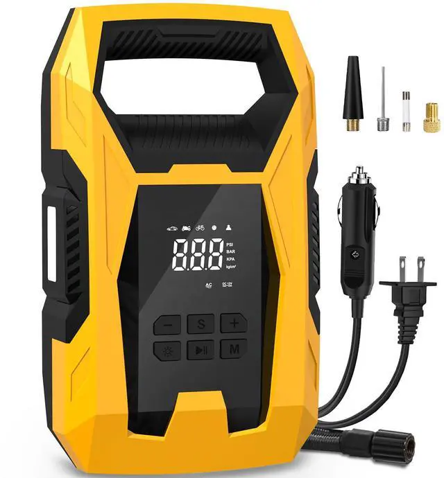 Main image of KEHIPI AC/DC Tire Inflator Portable Air Compressor, Dual Power for Home 110V AC and Car 12V DC Air Pump with Pressure Gauge, Auto Shutoff, Tire Pump for Car Motorcycle Bicycle and Other Inflatables