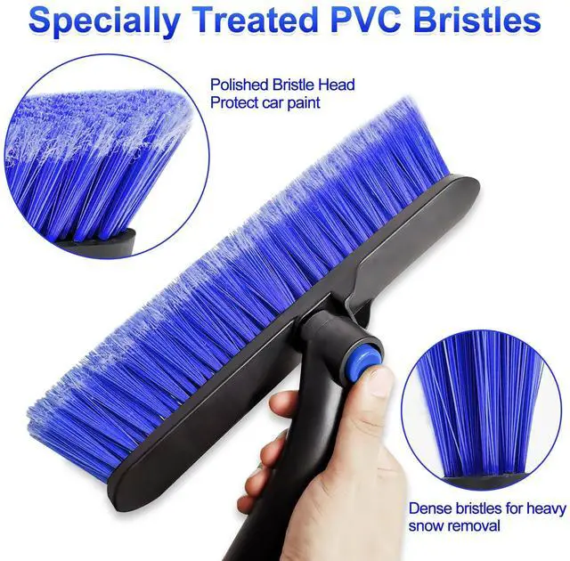 Alt view image 3 of 6 - KEHIPI 35 Inch Ice Scraper and Snow Brush for Car Windshield, Extendable Snow Scraper Brush with Foam Grip for Truck SUV Vehicle Window - Blue