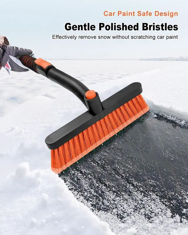 Alt view image 2 of 7 - KEHIPI Ice Scraper with Snow Brush for Car Windshield, Upgraded Extendable Snow Brush with Foam Grip for Truck SUV Vehicle Windows - Orange