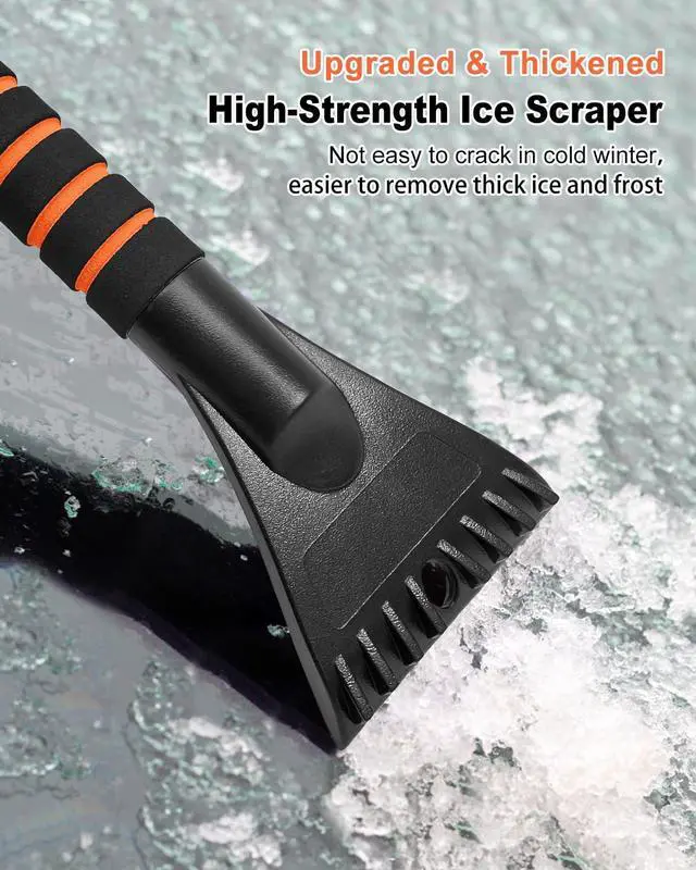 Alt view image 6 of 7 - KEHIPI Ice Scraper with Snow Brush for Car Windshield, Upgraded Extendable Snow Brush with Foam Grip for Truck SUV Vehicle Windows - Orange