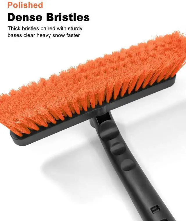 Alt view image 3 of 7 - KEHIPI Ice Scraper with Snow Brush for Car Windshield, Upgraded Extendable Snow Brush with Foam Grip for Truck SUV Vehicle Windows - Orange