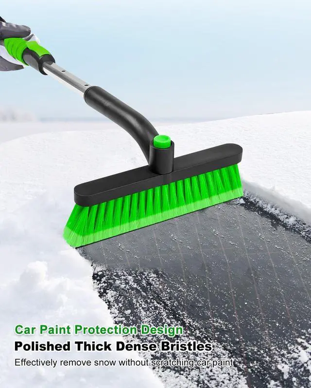 Alt view image 3 of 7 - KEHIPI 33 Inch Ice Scraper with Snow Brush for Car Windshield, Extendable Snow Scraper and Brush with Foam Grip for Truck SUV Vehicle Window - Green